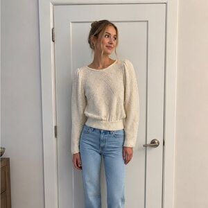 Vintage beaded, Knit Puff-Sleeve Sweater